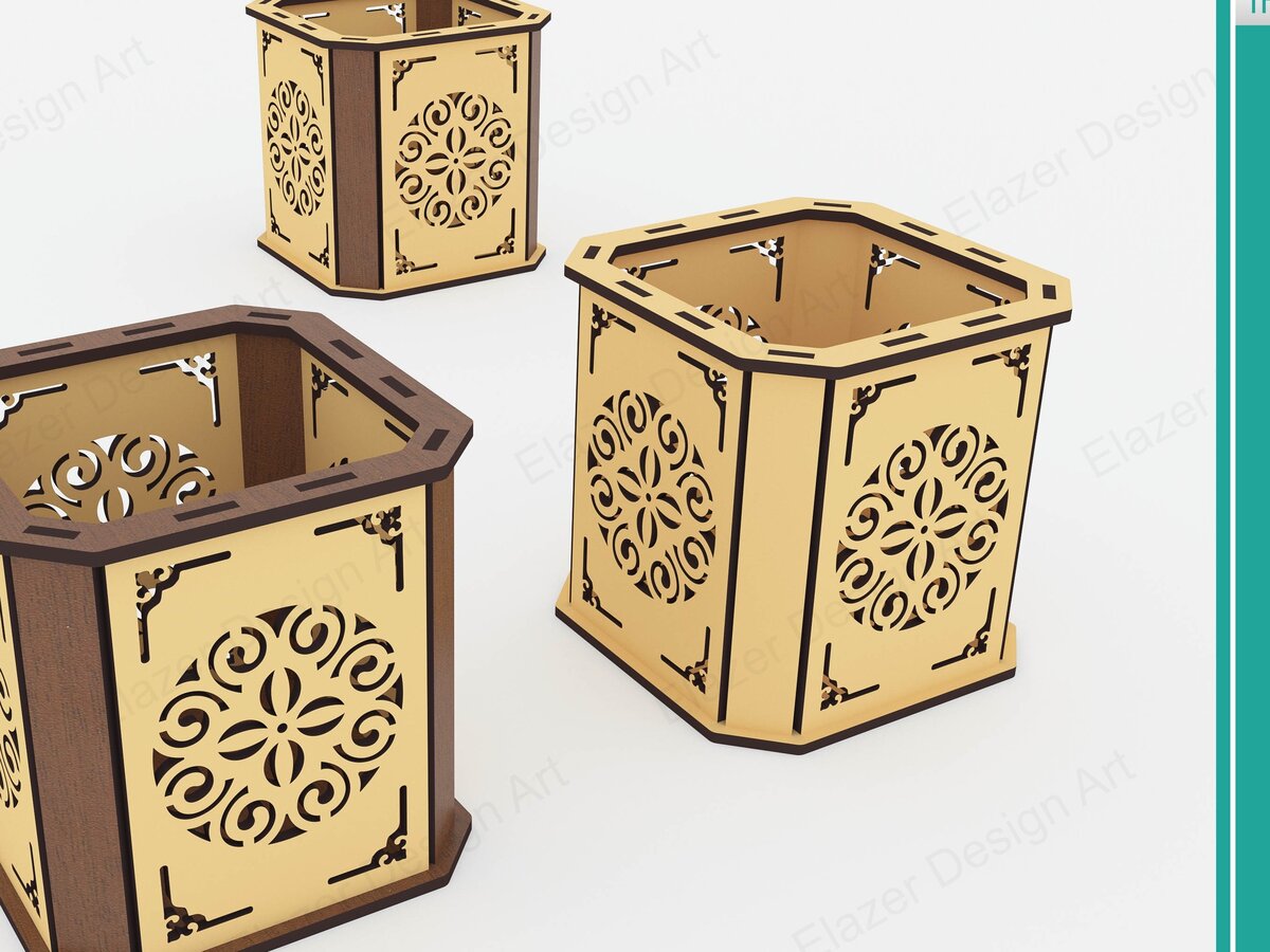 Intra απο ξύλο plywood 3mm-4mm πάχος – Μολύβι και θήκη τσαγιού με Δίασταση  20x20 cm INTRAFABR-72392521