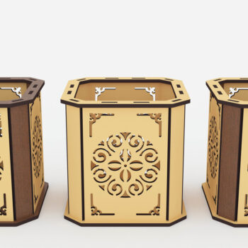 Intra απο ξύλο plywood 3mm-4mm πάχος – Μολύβι και θήκη τσαγιού με Δίασταση  20x20 cm INTRAFABR-72392521 - Image 2