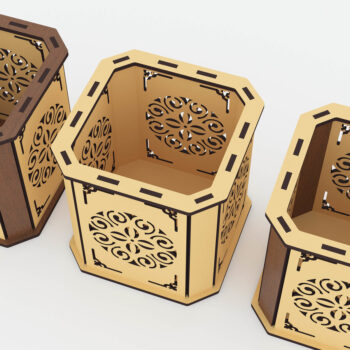 Intra απο ξύλο plywood 3mm-4mm πάχος – Μολύβι και θήκη τσαγιού με Δίασταση  20x20 cm INTRAFABR-72392521 - Image 3