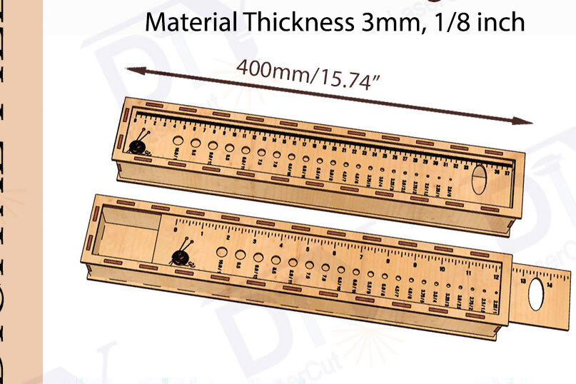 Intra απο ξύλο plywood 3mm-4mm πάχος – Μολυβοθήκη για βελόνες πλεξίματος Δίασταση  20x20 cm INTRAFABR-113597510