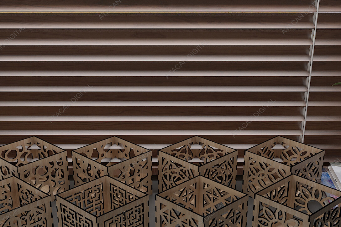 Intra απο ξύλο plywood 3mm-4mm πάχος – Πακέτο μολυβιού - Αρχεία κοπής με λέιζερ Δίασταση  20x20 cm INTRAFABR-41598039