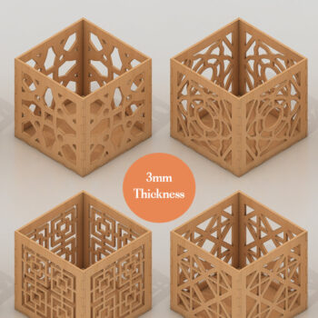 Intra απο ξύλο plywood 3mm-4mm πάχος – Πακέτο μολυβιού - Αρχεία κοπής με λέιζερ Δίασταση  20x20 cm INTRAFABR-41598039 - Image 4