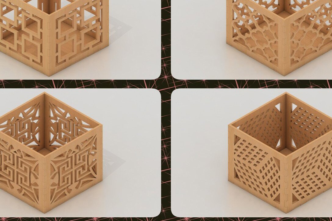 Intra απο ξύλο plywood 3mm-4mm πάχος – Αρχείο θήκης μολυβιού - Πρότυπα κοπής με λέιζερ Δίασταση  20x20 cm INTRAFABR-37104203