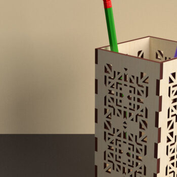 Intra απο ξύλο plywood 3mm-4mm πάχος – Δέσμη κοπής με λέιζερ θήκη για μολύβι Δίασταση  20x20 cm INTRAFABR-74643623 - Image 2