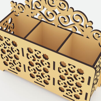 Intra απο ξύλο plywood 3mm-4mm πάχος – Αρχεία με λέιζερ θήκη μολυβιού Δίασταση  20x20 cm INTRAFABR-72392018 - Image 3