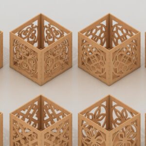Intra απο ξύλο plywood 3mm-4mm πάχος – Πρότυπα Glowforge για κουτί αποθήκευσης μολυβιών Δίασταση  20x20 cm INTRAFABR-41517493