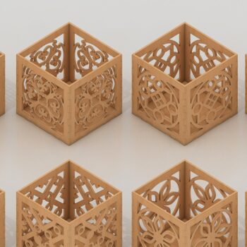 Intra απο ξύλο plywood 3mm-4mm πάχος – Πρότυπα Glowforge για κουτί αποθήκευσης μολυβιών Δίασταση  20x20 cm INTRAFABR-41517493 - Image 1