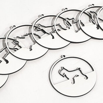 Intra απο ξύλο plywood 3mm-4mm πάχος – Μενταγιόν με σιλουέτες διαφόρων σκύλων Δίασταση  20x20 cm INTRAFABR-74543215 - Image 2