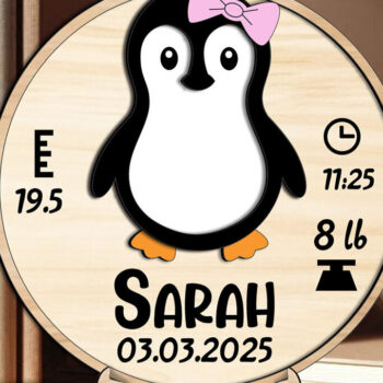 Intra απο ξύλο plywood 3mm-4mm πάχος – Στρογγυλός πίνακας ανακοινώσεων Penguin Baby Δίασταση  45x45 cm INTRAFABR-117578307 - Image 2