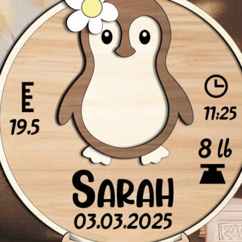 Intra απο ξύλο plywood 3mm-4mm πάχος – Στρογγυλός πίνακας ανακοινώσεων Penguin Baby Δίασταση  45x45 cm INTRAFABR-117578307 - Image 3