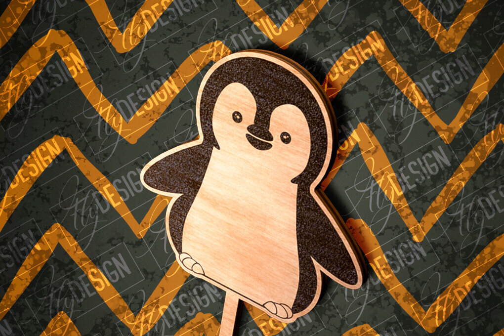 Intra απο ξύλο plywood 3mm-4mm πάχος – Penguin Cake Topper  κοπής με λέιζερ Δίασταση  20x20 cm INTRAFABR-81266577