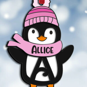 Intra απο ξύλο plywood 3mm-4mm πάχος – Πιγκουίνος Χριστουγεννιάτικο γράμμα ένα στολίδι Δίασταση  20x20 cm INTRAFABR-109444664