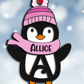 Intra απο ξύλο plywood 3mm-4mm πάχος – Πιγκουίνος Χριστουγεννιάτικο γράμμα ένα στολίδι Δίασταση  20x20 cm INTRAFABR-109444664 - Image 1