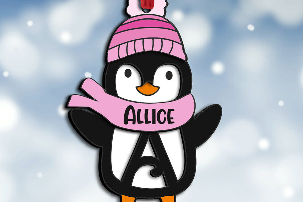 Intra απο ξύλο plywood 3mm-4mm πάχος – Πιγκουίνος Χριστουγεννιάτικο γράμμα ένα στολίδι Δίασταση  20x20 cm INTRAFABR-109444664