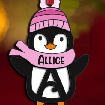 Intra απο ξύλο plywood 3mm-4mm πάχος – Πιγκουίνος Χριστουγεννιάτικο γράμμα ένα στολίδι Δίασταση  20x20 cm INTRAFABR-109444664 - Image 2