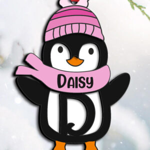 Intra απο ξύλο plywood 3mm-4mm πάχος – Πιγκουίνος Χριστουγεννιάτικο γράμμα D Στολίδι Δίασταση  20x20 cm INTRAFABR-109458403