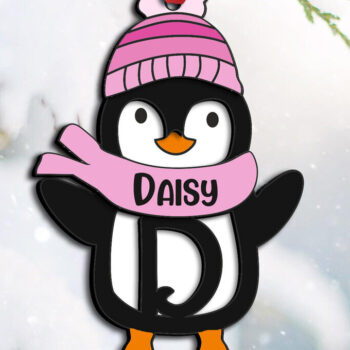 Intra απο ξύλο plywood 3mm-4mm πάχος – Πιγκουίνος Χριστουγεννιάτικο γράμμα D Στολίδι Δίασταση  20x20 cm INTRAFABR-109458403 - Image 1