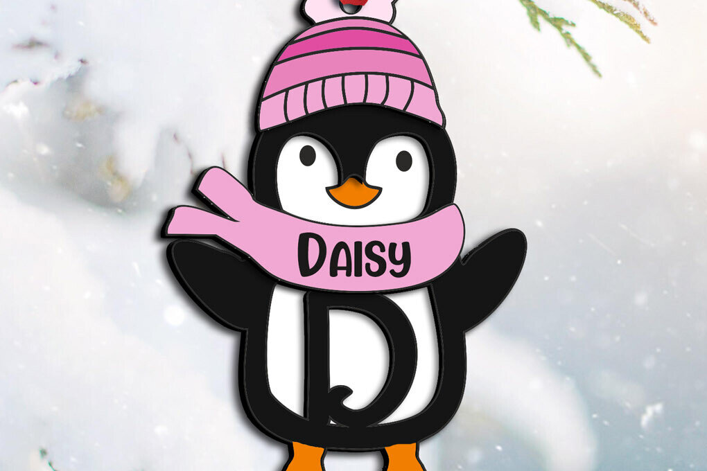 Intra απο ξύλο plywood 3mm-4mm πάχος – Πιγκουίνος Χριστουγεννιάτικο γράμμα D Στολίδι Δίασταση  20x20 cm INTRAFABR-109458403