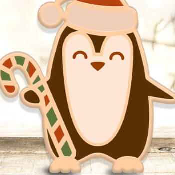 Intra απο ξύλο plywood 3mm-4mm πάχος – Αρχεία κοπής πολλαπλών επιπέδων PENGUIN CHRISTMAS Δίασταση  20x20 cm INTRAFABR-81666661 - Image 1