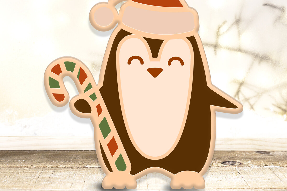 Intra απο ξύλο plywood 3mm-4mm πάχος – Αρχεία κοπής πολλαπλών επιπέδων PENGUIN CHRISTMAS Δίασταση  20x20 cm INTRAFABR-81666661