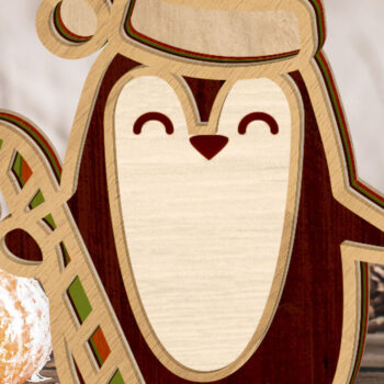 Intra απο ξύλο plywood 3mm-4mm πάχος – Αρχεία κοπής πολλαπλών επιπέδων PENGUIN CHRISTMAS Δίασταση  20x20 cm INTRAFABR-81666661 - Image 2