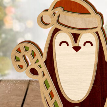 Intra απο ξύλο plywood 3mm-4mm πάχος – Αρχεία κοπής πολλαπλών επιπέδων PENGUIN CHRISTMAS Δίασταση  20x20 cm INTRAFABR-81666661 - Image 5