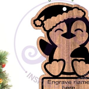 Intra απο ξύλο plywood 3mm-4mm πάχος – Χριστουγεννιάτικο στολίδι Penguin Δίασταση  20x20 cm INTRAFABR-101801465