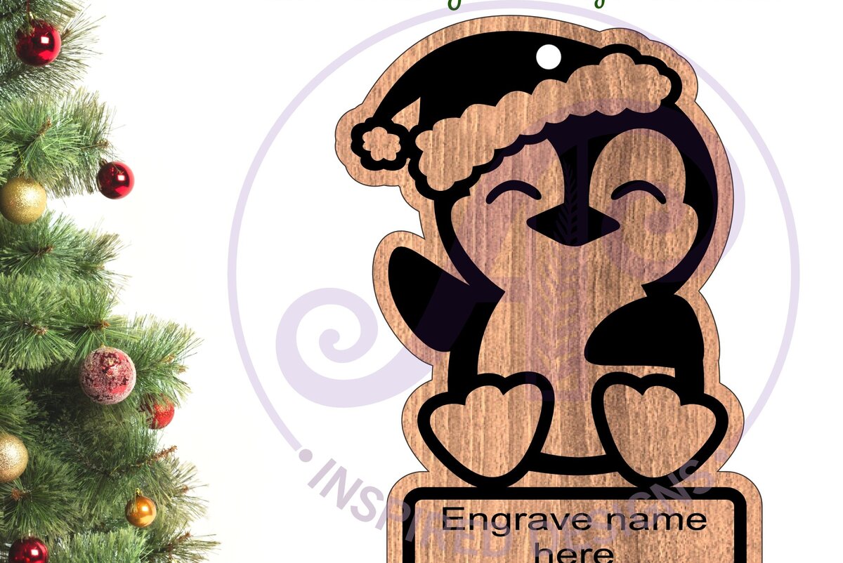Intra απο ξύλο plywood 3mm-4mm πάχος – Χριστουγεννιάτικο στολίδι Penguin Δίασταση  20x20 cm INTRAFABR-101801465
