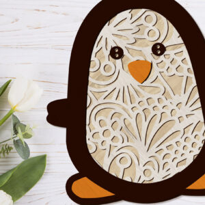 Intra απο ξύλο plywood 3mm-4mm πάχος – Διακοσμητικό πρότυπο κοπής με λέιζερ Penguin Δίασταση 40x30 cm INTRAFABR-91843826