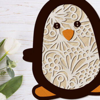 Intra απο ξύλο plywood 3mm-4mm πάχος – Διακοσμητικό πρότυπο κοπής με λέιζερ Penguin Δίασταση  40x30 cm INTRAFABR-91843826 - Image 1