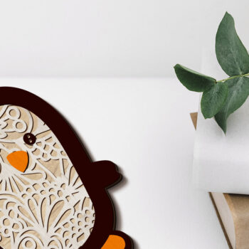 Intra απο ξύλο plywood 3mm-4mm πάχος – Διακοσμητικό πρότυπο κοπής με λέιζερ Penguin Δίασταση  40x30 cm INTRAFABR-91843826 - Image 2