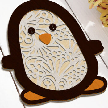 Intra απο ξύλο plywood 3mm-4mm πάχος – Διακοσμητικό πρότυπο κοπής με λέιζερ Penguin Δίασταση  40x30 cm INTRAFABR-91843826 - Image 3