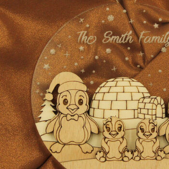 Intra απο ξύλο plywood 3mm-4mm πάχος – Πακέτο χριστουγεννιάτικων στολιδιών Family Penguin Δίασταση 20x20 cm INTRAFABR-82458252 - Image 6