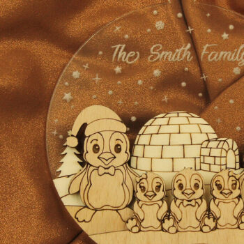 Intra απο ξύλο plywood 3mm-4mm πάχος – Πακέτο χριστουγεννιάτικων στολιδιών Family Penguin Δίασταση 20x20 cm INTRAFABR-82458252 - Image 8