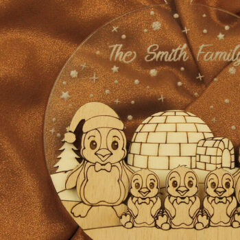 Intra απο ξύλο plywood 3mm-4mm πάχος – Πακέτο χριστουγεννιάτικων στολιδιών Family Penguin Δίασταση 20x20 cm INTRAFABR-82458252 - Image 9