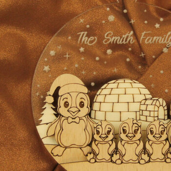 Intra απο ξύλο plywood 3mm-4mm πάχος – Πακέτο χριστουγεννιάτικων στολιδιών Family Penguin Δίασταση 20x20 cm INTRAFABR-82458252 - Image 10