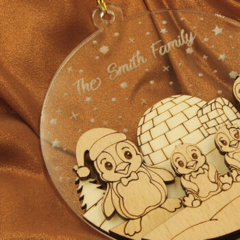 Intra απο ξύλο plywood 3mm-4mm πάχος – Πακέτο χριστουγεννιάτικων στολιδιών Family Penguin Δίασταση 20x20 cm INTRAFABR-82458252 - Image 11