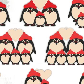 Intra απο ξύλο plywood 3mm-4mm πάχος – Οικογενειακό Στολίδι Penguin Δίασταση  20x20 cm INTRAFABR-84741676 - Image 3