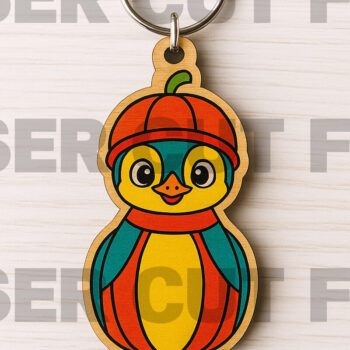 Intra απο ξύλο plywood 3mm-4mm πάχος – Αρχείο κοπής με λέιζερ μπρελόκ Penguin Δίασταση  5x5 cm INTRAFABR-122183316 - Image 1