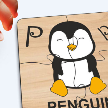 Intra απο ξύλο plywood 3mm-4mm πάχος – Penguin KPuzzle Baby Παιχνίδι Child Play Δίασταση  20x20 cm INTRAFABR-117283279 - Image 1