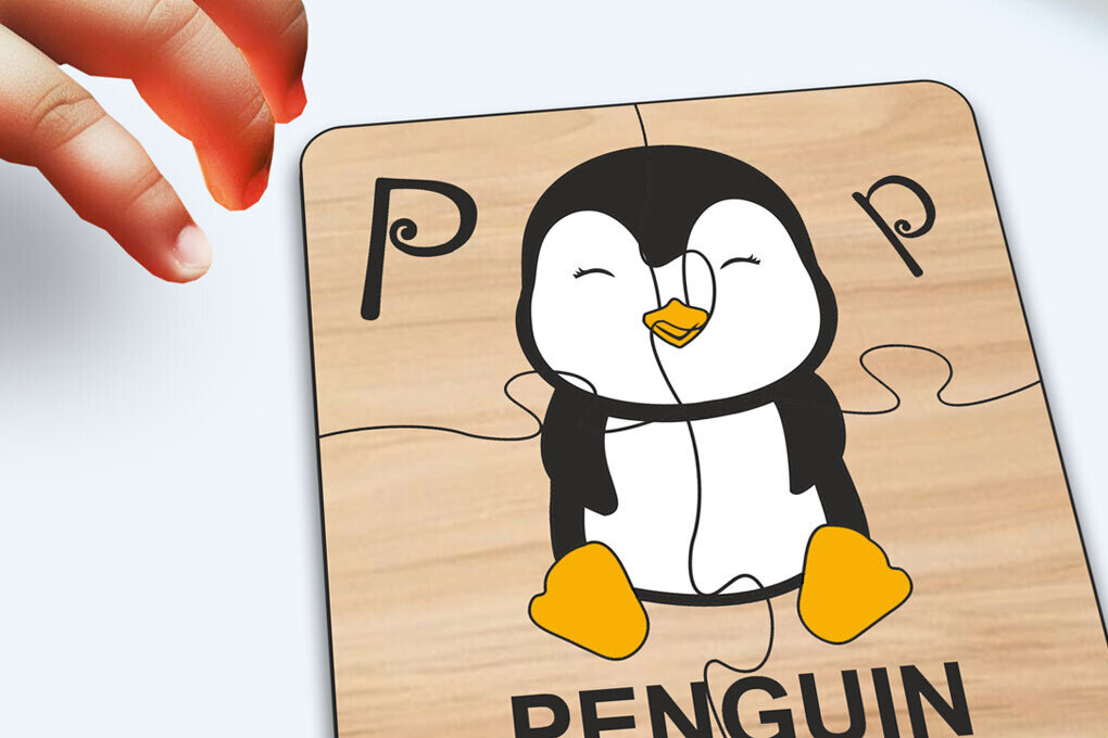 Intra απο ξύλο plywood 3mm-4mm πάχος – Penguin KPuzzle Baby Παιχνίδι Child Play Δίασταση  20x20 cm INTRAFABR-117283279