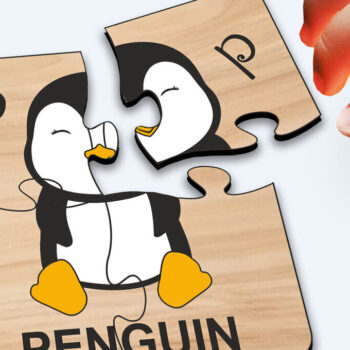 Intra απο ξύλο plywood 3mm-4mm πάχος – Penguin KPuzzle Baby Παιχνίδι Child Play Δίασταση  20x20 cm INTRAFABR-117283279 - Image 2