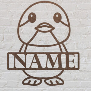 Intra απο ξύλο plywood 3mm-4mm πάχος – Πινγκουίνος με λέιζερ κομμένο όνομα Δίασταση  20x20 cm INTRAFABR-75896031