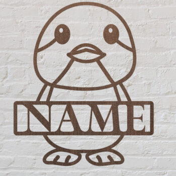 Intra απο ξύλο plywood 3mm-4mm πάχος – Πινγκουίνος με λέιζερ κομμένο όνομα Δίασταση  20x20 cm INTRAFABR-75896031 - Image 1