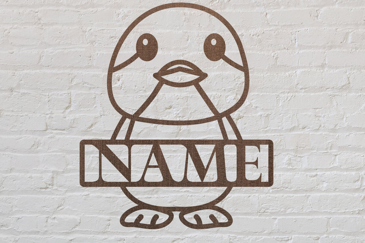 Intra απο ξύλο plywood 3mm-4mm πάχος – Πινγκουίνος με λέιζερ κομμένο όνομα Δίασταση  20x20 cm INTRAFABR-75896031