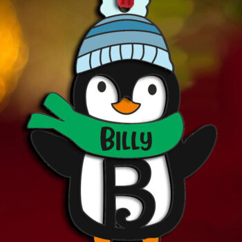 Intra απο ξύλο plywood 3mm-4mm πάχος – Penguin Letter B Χριστουγεννιάτικο Στολίδι Δίασταση  20x20 cm INTRAFABR-109458330 - Image 3