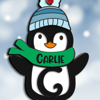 Intra απο ξύλο plywood 3mm-4mm πάχος – Penguin Letter C Στολίδι Holiday Δίασταση  20x20 cm INTRAFABR-109458361 - Image 1