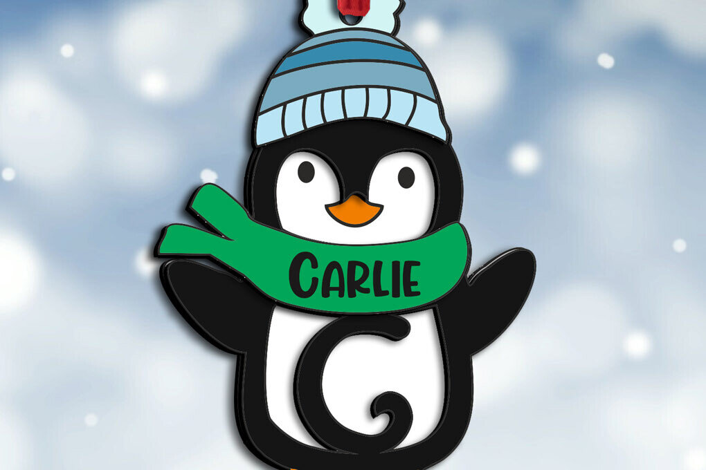 Intra απο ξύλο plywood 3mm-4mm πάχος – Penguin Letter C Στολίδι Holiday Δίασταση  20x20 cm INTRAFABR-109458361