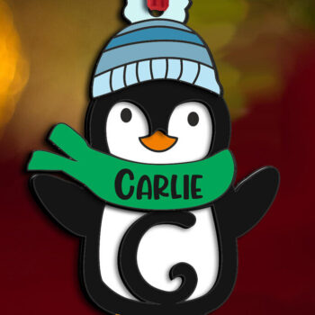 Intra απο ξύλο plywood 3mm-4mm πάχος – Penguin Letter C Στολίδι Holiday Δίασταση  20x20 cm INTRAFABR-109458361 - Image 3