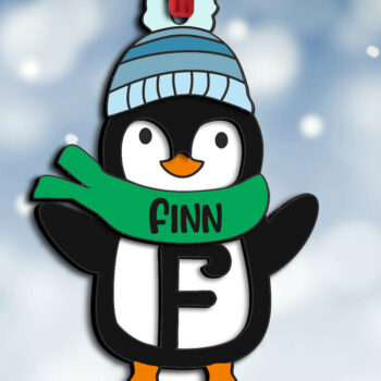 Intra απο ξύλο plywood 3mm-4mm πάχος – Penguin Letter F Στολίδι Holiday Δίασταση  20x20 cm INTRAFABR-109459774 - Image 1